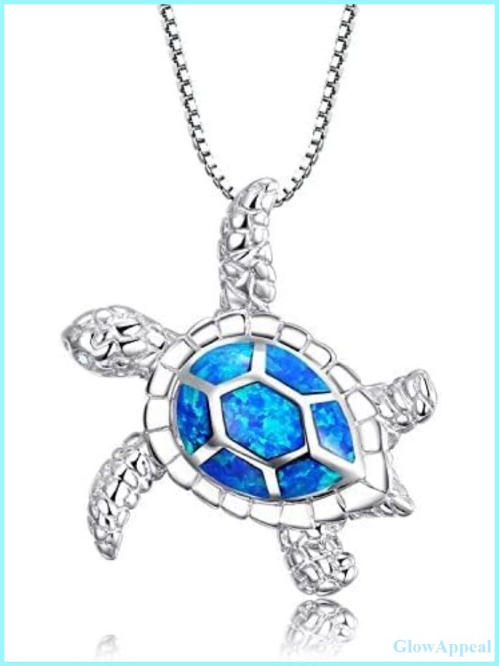 S925 Sterling Silver Sea Turtle Pendant Necklace Opal Rope Chain